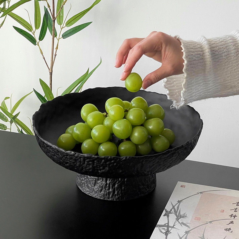 冰露高脚果盘水晶玻璃高颜值锤纹盘子高颜值餐盘水果盘点心盘摆件