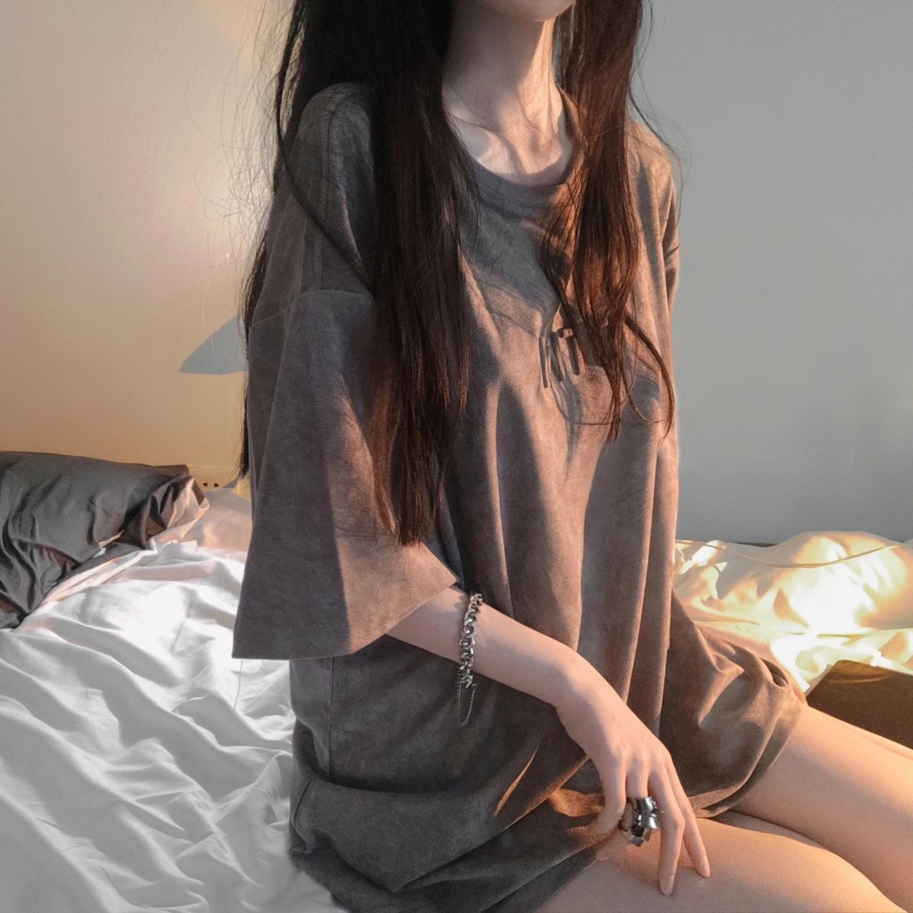 港味chic复古大码t恤女oversize宽松显瘦上衣ins潮半袖小众短袖夏详情7