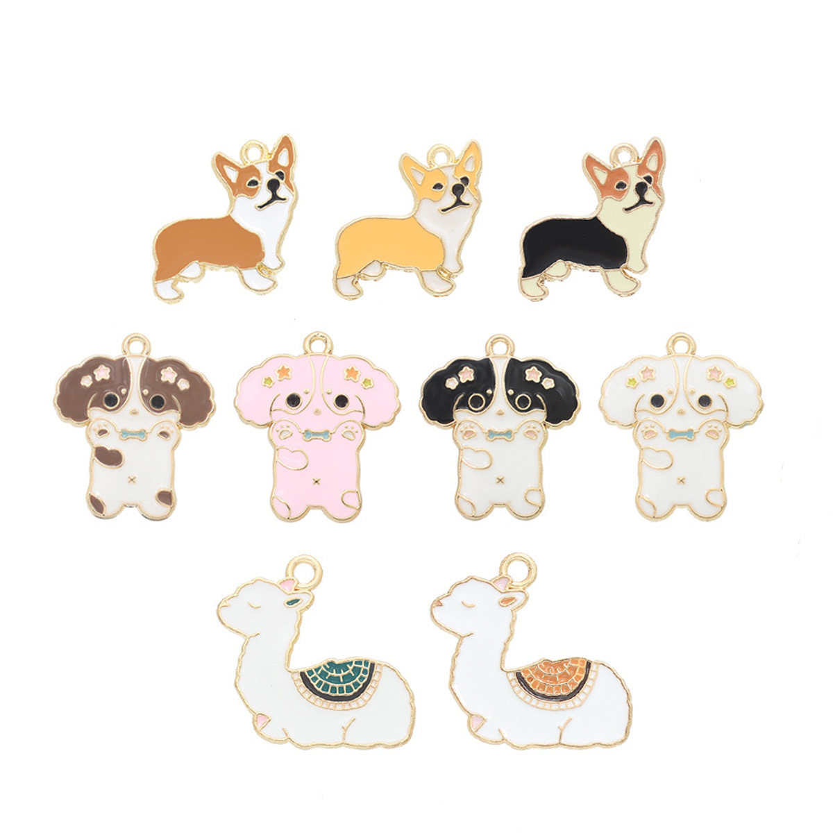 卡通可爱彩色动物狗狗滴油合金diy饰品配件钥匙扣吊坠包包小挂件