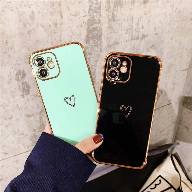 Heart-shaped electroplated phone case for iPhone15Promax and anti-drop laser-engraved protective case for Apple 14Pro Specification image