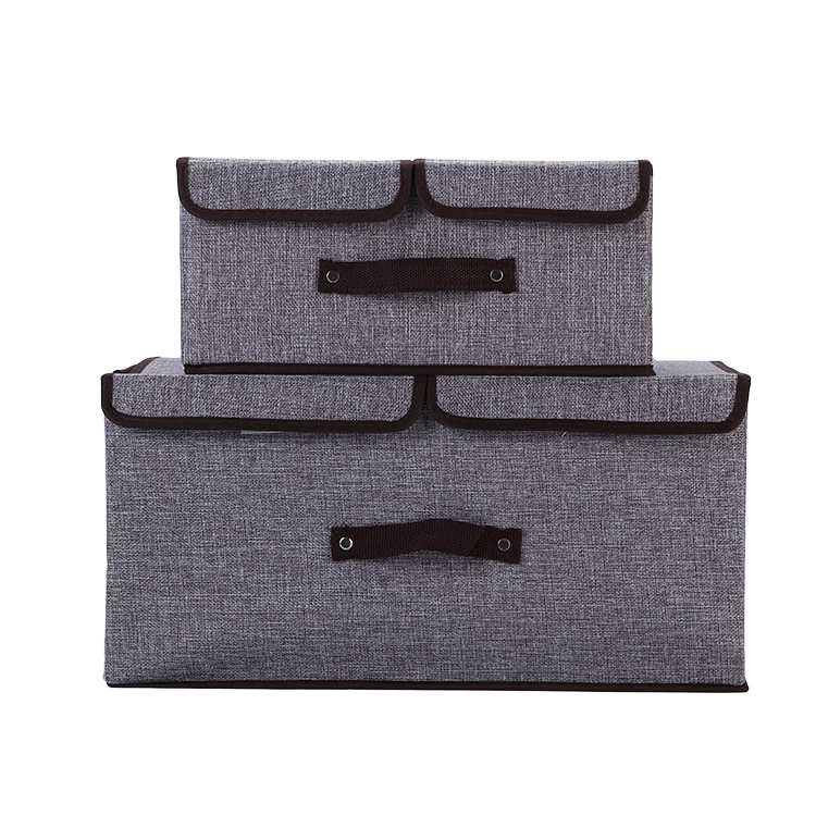Caja de almacenamiento de ropa de algodón y lino con doble cubierta details Picture