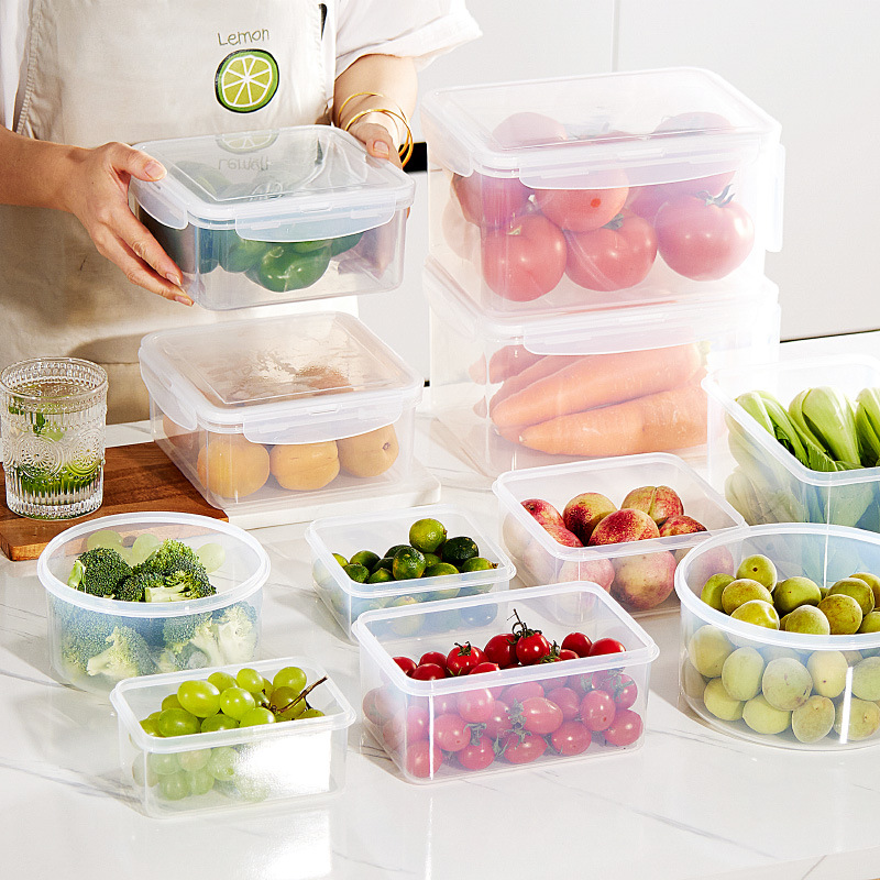 Refrigerator Fresh-Keeping Box Kitchen Food Vegetables And Fruit Storage Device Partition Students Bring Cutlery Bento Box Specification drawing
