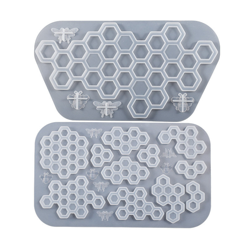 diy crystal resin, gypsum mirror surface, honey honeycomb keychain, doorplate pendant, silicone mold Item Picture