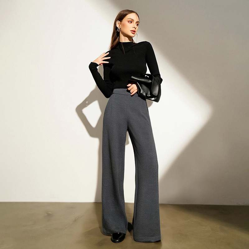 Lazy style, wool casual style, high-waisted long pants, wide-leg pants, straight-leg pants, new sweatpants, casual pants for women in autumn and winter Application Scenario