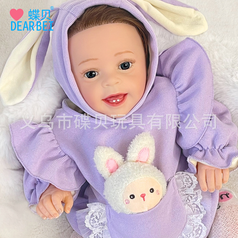 跨境新款60cm仿真婴儿重生娃娃玩具大号可爱兔子连帽衣着替洋娃娃