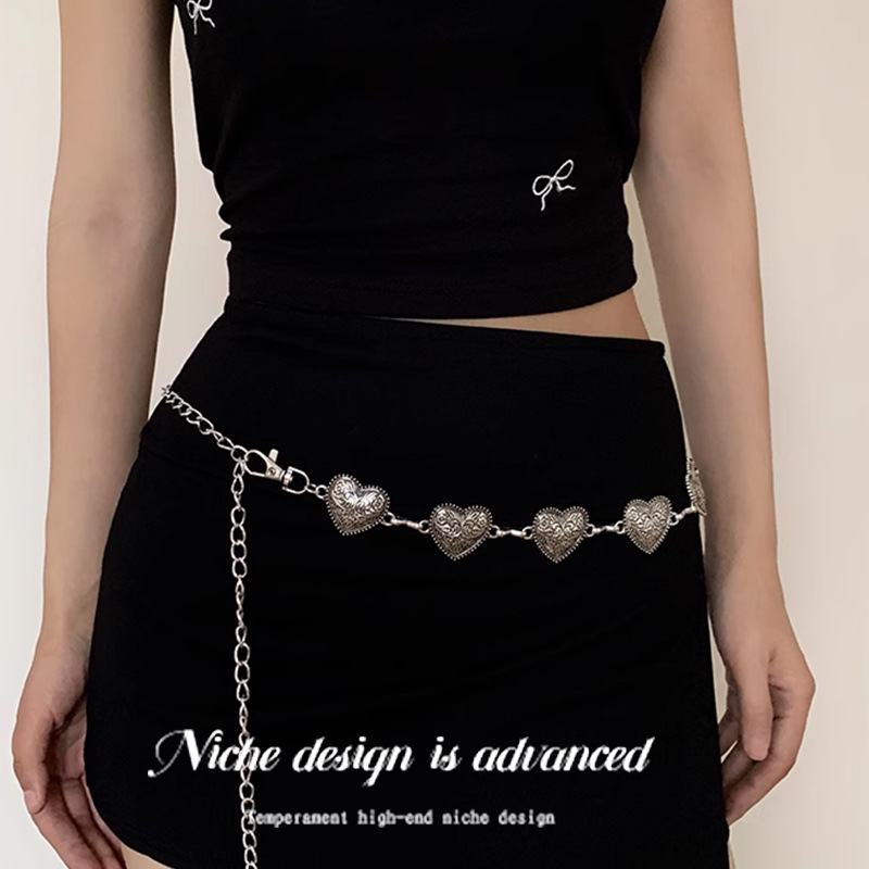New retro silver waist chain 2025 bestseller, high-end accessory, simple yet versatile, pairs well with skirts and dress belts Specification image