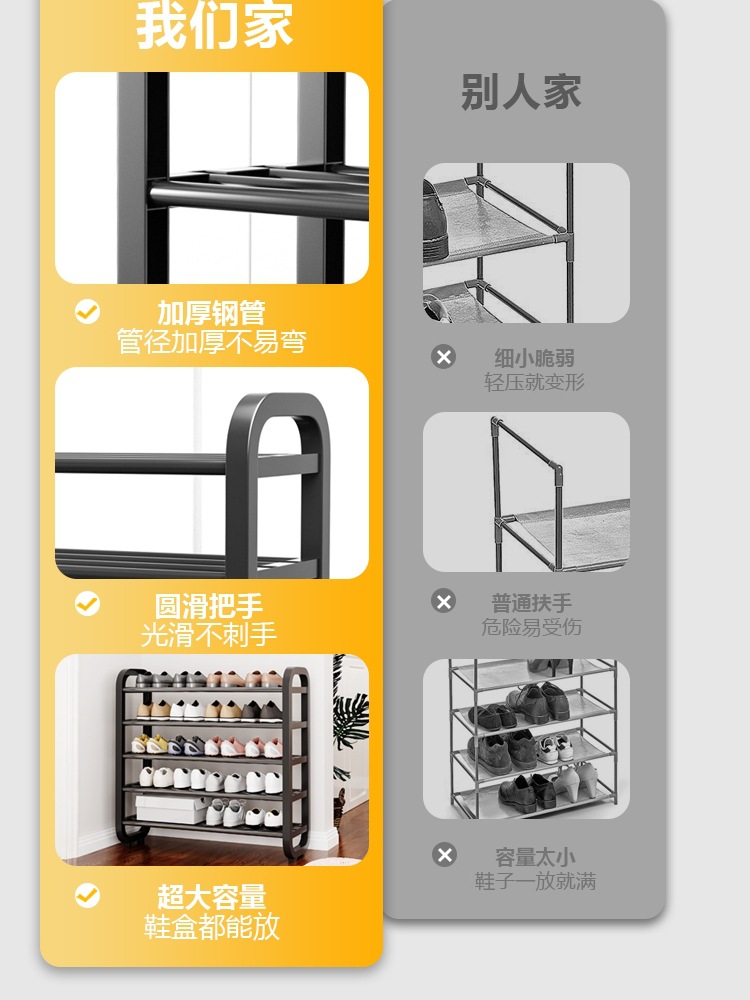 Shoe rack home door wrought iron multi-layer door into the indoor dormitory rental house simple entry small shoe cabinet details Picture