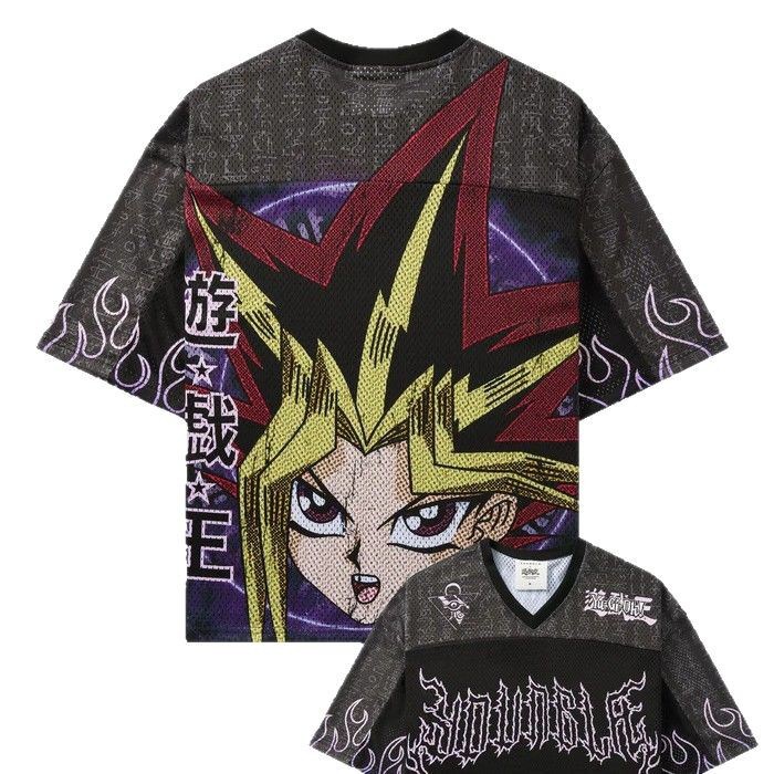 American YOUNGLA collaborates with Yu-Gi-Oh! To create a super large T-shirt for fitness and sports, with loose holes and casual short-sleeved shirts Item Picture