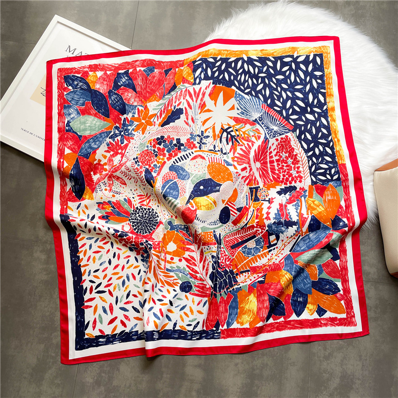 "National trend colorful large square scarf for women 2022 new style scarf, silk scarf, travel sun protection shawl, headscarf, luxurious and elegant silk scarf.