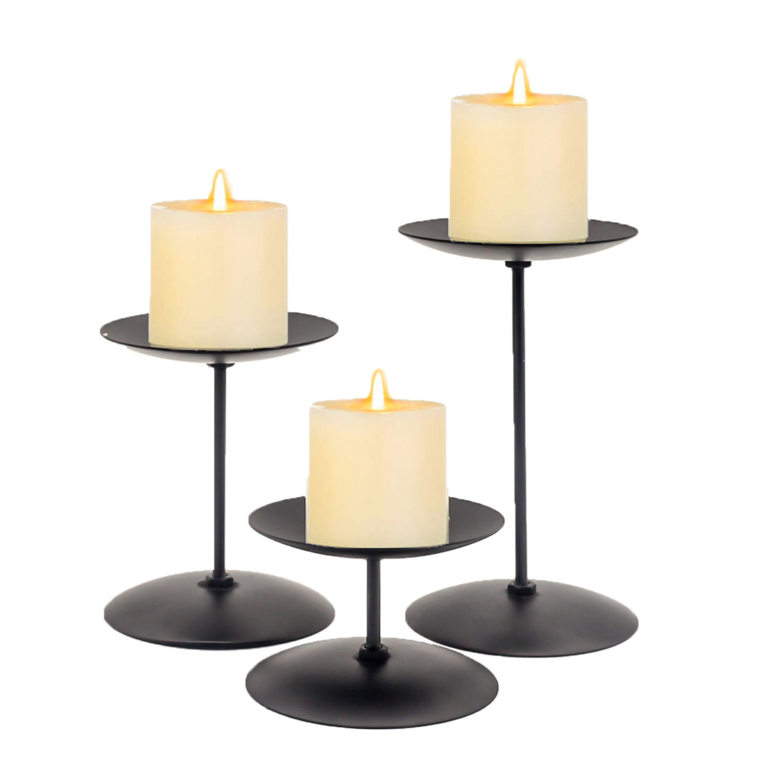 Cross-Border European And American Style New Christmas Candlestick Matte Disc Black Metal Iron Base Candlestick Decoration Item Picture