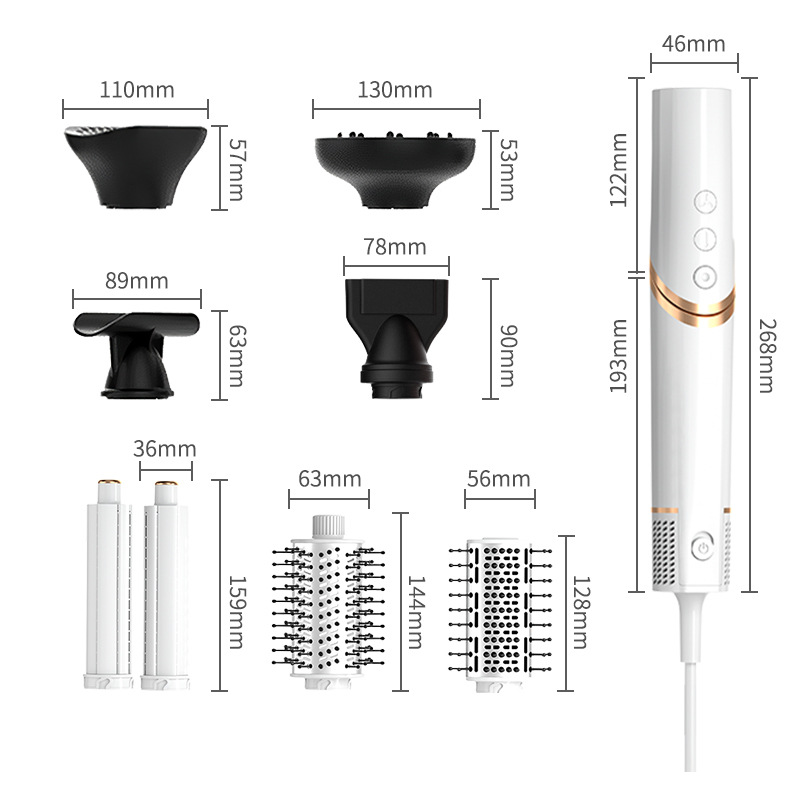 Cross-Border Wholesale Folding Hair Dryers, Negative Ion Household Hot Air Combs, Eight-In-One Curling Irons, Multi-Functional Hair Dryers Item Picture