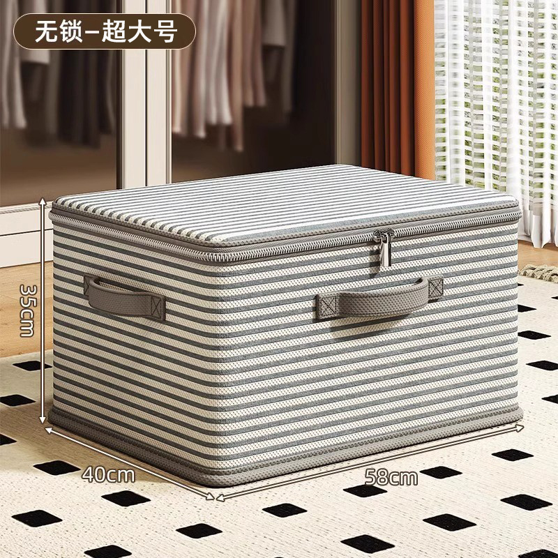 New striped packing storage box, foldable hand-held storage basket, super large capacity dormitory bedroom quilt organizing box