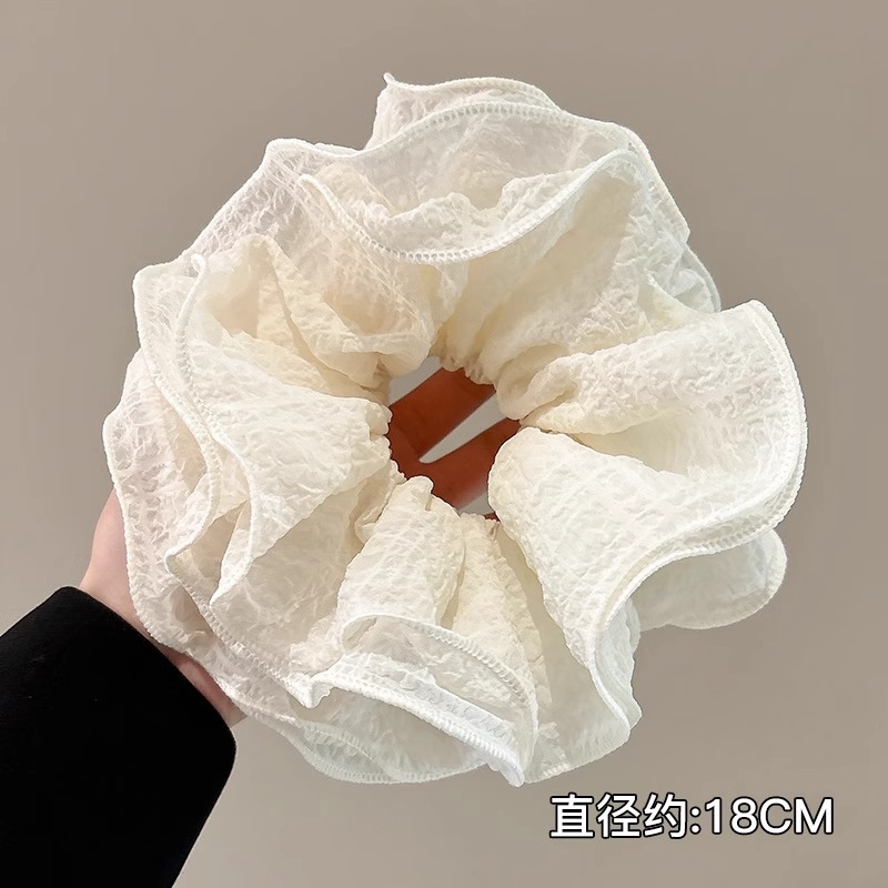 高级感白色低马尾大肠发圈女法式优雅大号肥肠头绳简约气质绑头花