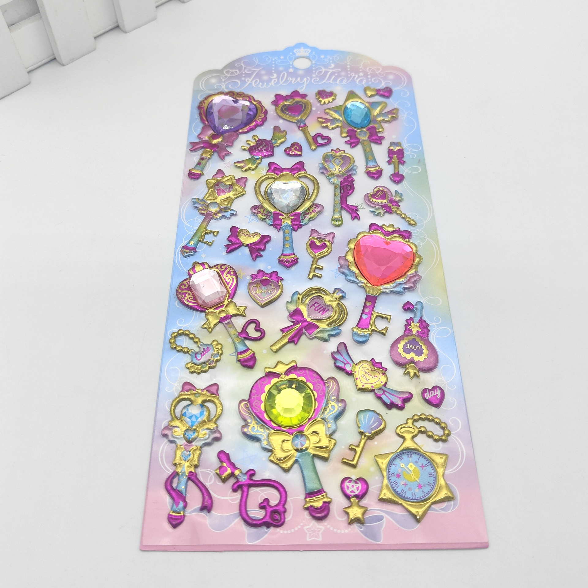 Laser diamond fun stickers, magic wand stickers, children's DIY handmade diamond stickers, foam stickers, PVC stickers, bubbles Specification image