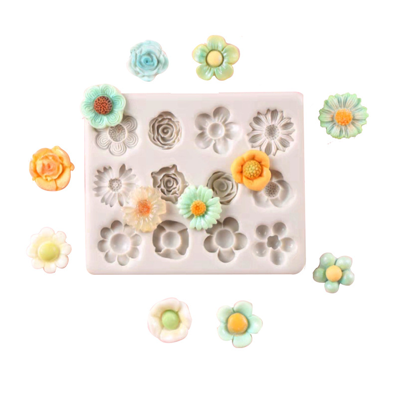 迷你版小雏菊花朵向日葵小花系列蛋糕烘培装饰食品级硅胶模具图