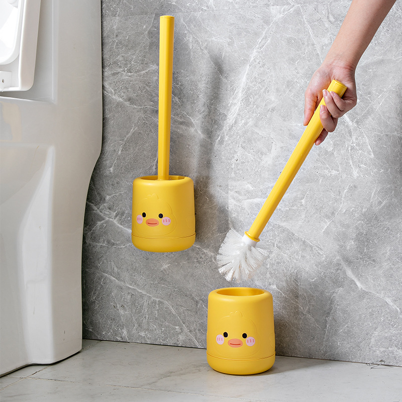 Yellow Duck Toilet Brush Cartoon No Dead Corners Clean Toilet Wash Toilet Brush Plastic Hair Silicone Creative Wall Mount Application Scenario