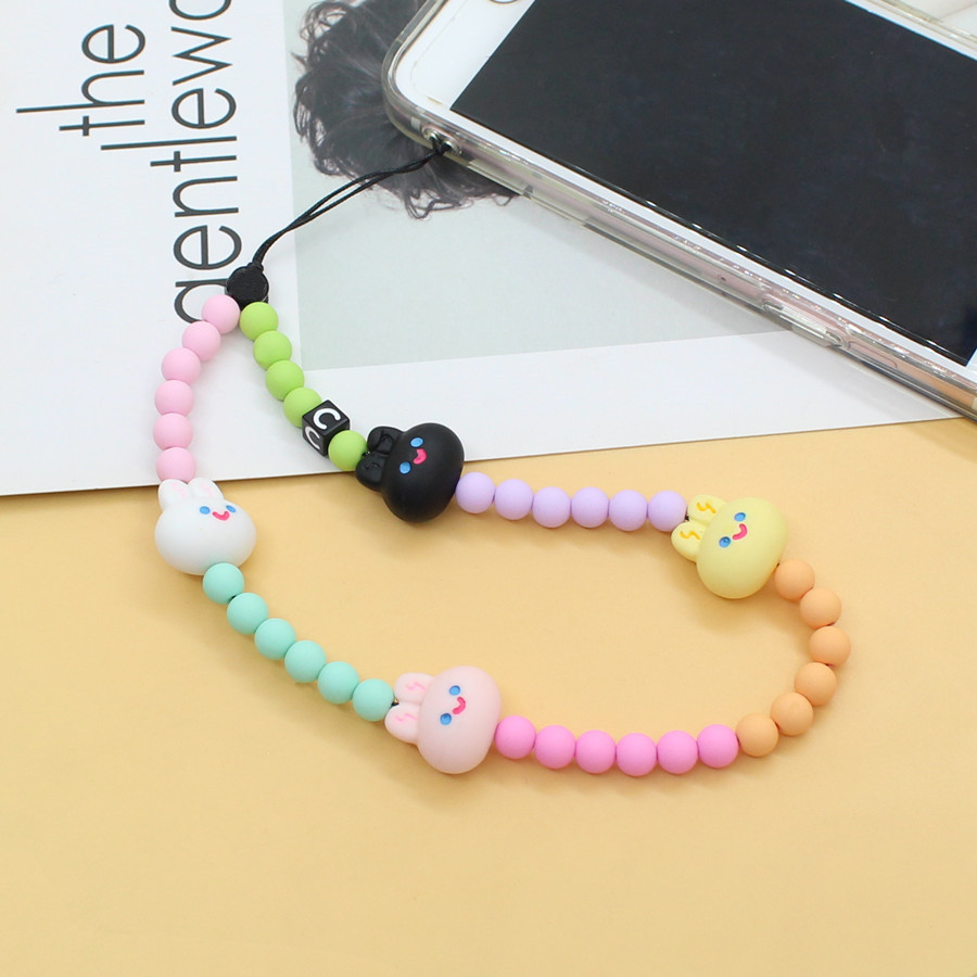 Tian Xiwei the same cute girl butterscotch bunny color acrylic multi-purpose put lost mobile phone chain Application Scenario