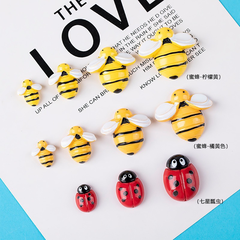 Resin accessories, cartoon bee headwear, diy jewelry accessories, children's hair clips, cream resin resin, phone case patches details Picture
