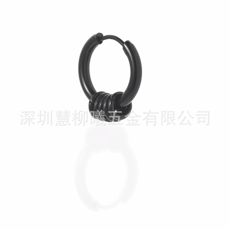 Japanese and Korean version men's ear studs, trendy single individual, street titanium steel ear studs, men's ear studs with ear holes, female student earrings details Picture