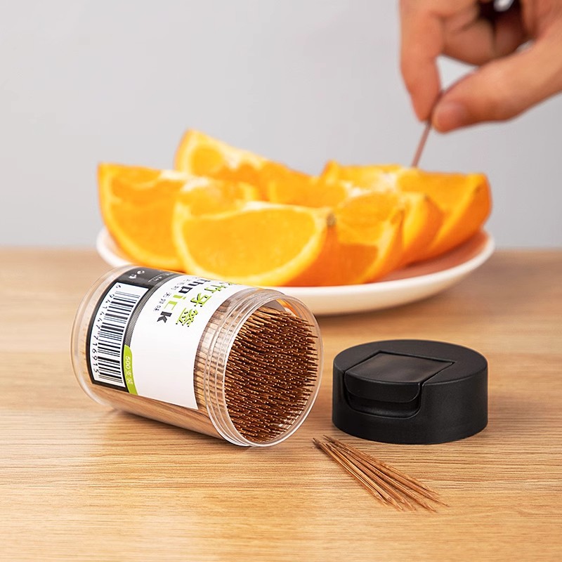 碳化竹子环保竹牙签家用水果签双头一次性500支便捷剔牙竹签罐装详情图4