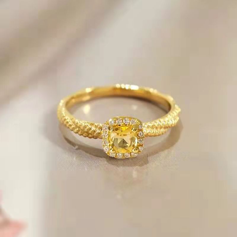 Xiaohongshu best-selling small sugar yellow crystal diamond ring, women's niche design sense, ins style ring, 18k jewelry wholesale Application Scenario