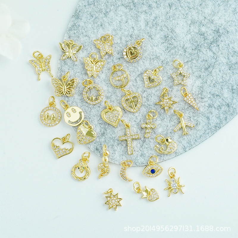 Wholesale Diy Micro-Inlay Jewelry Accessories A Variety Of Pendant Accessories Copper Jewelry Accessories 18K Gold Plating details Picture