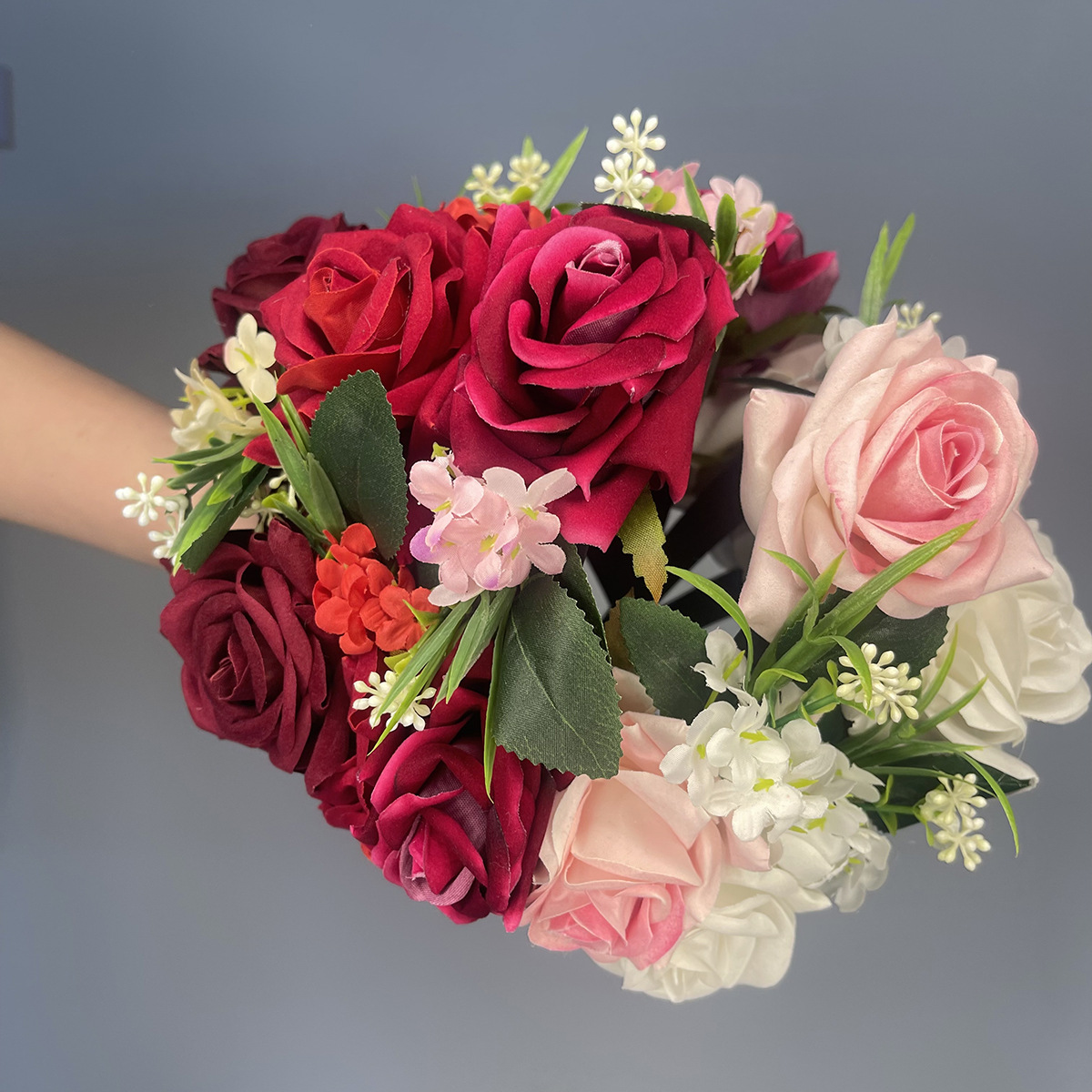 Spring and summer faux flower headband, oversized rose forest-themed three-dimensional headwear, high-end bridal vacation photo accessory Specification drawing