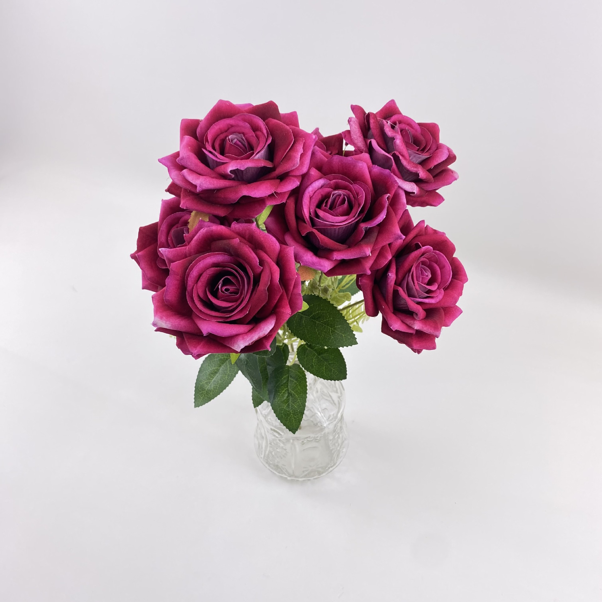Other Simulation Crafts 7 Head Flannelette Simulation Rose Wedding Hand Bouquet Shooting Props Wedding Decoration Fake Flowers Application Scenario