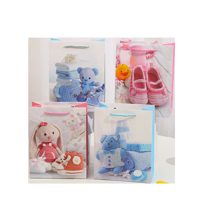 Baby one month cute 3D patch powder gift bag, handbag, gilded powder paper bag, birthday gift from South America Item Picture
