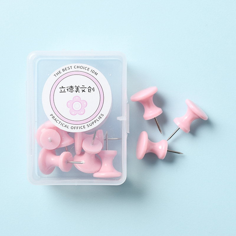 Cross-border exclusive macaron color box-packed I-shaped nails, fresh and creative, large-sized plastic thumbtacks office supplies Application Scenario