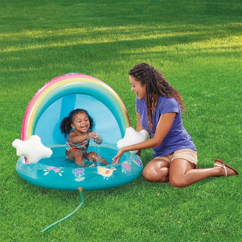 跨境充气垫儿童喷水垫彩虹款室内宝宝玩具收纳垫图