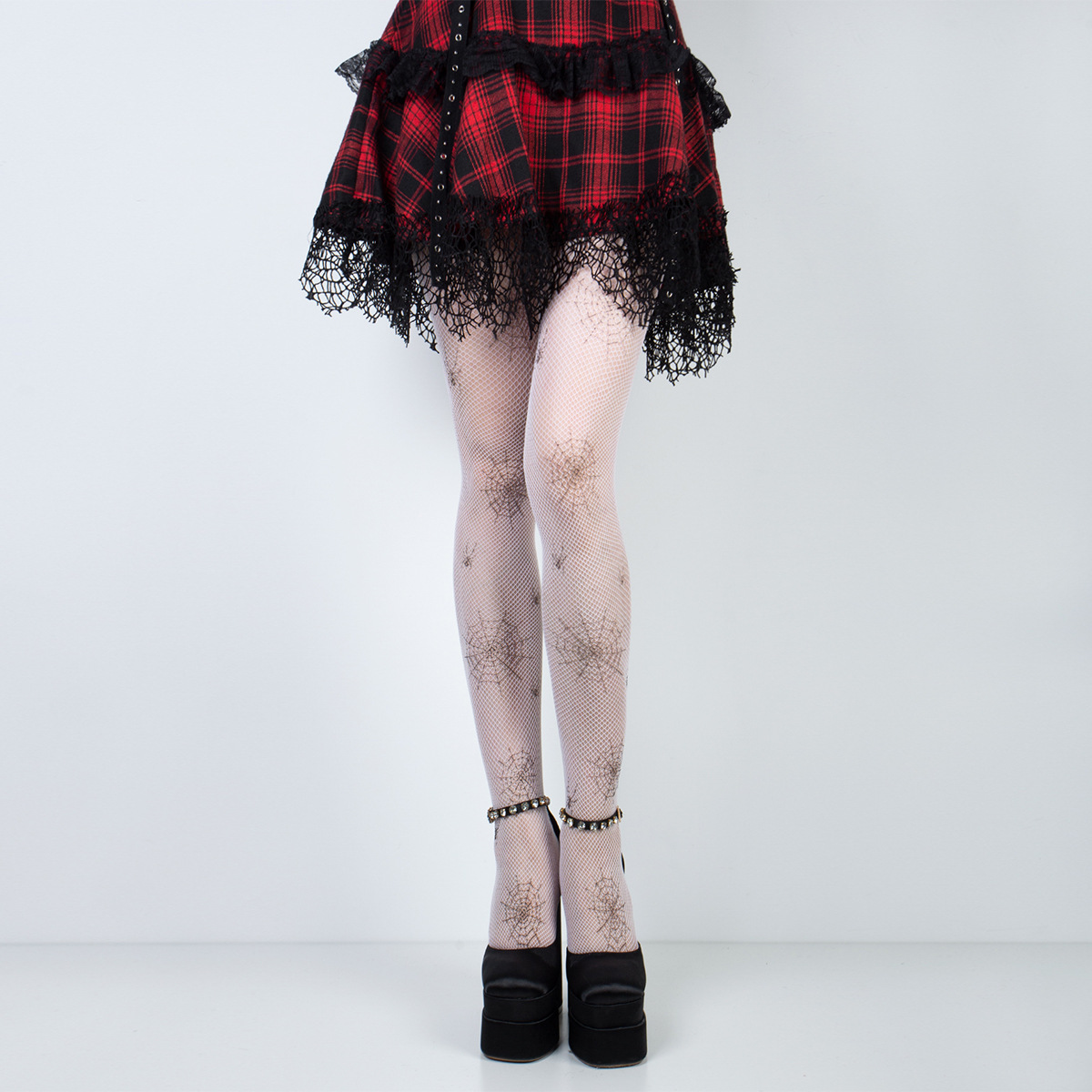 跨境网袜性感镂空连裤打底印花蜘蛛网万圣节派对渔网欧美款镂空袜