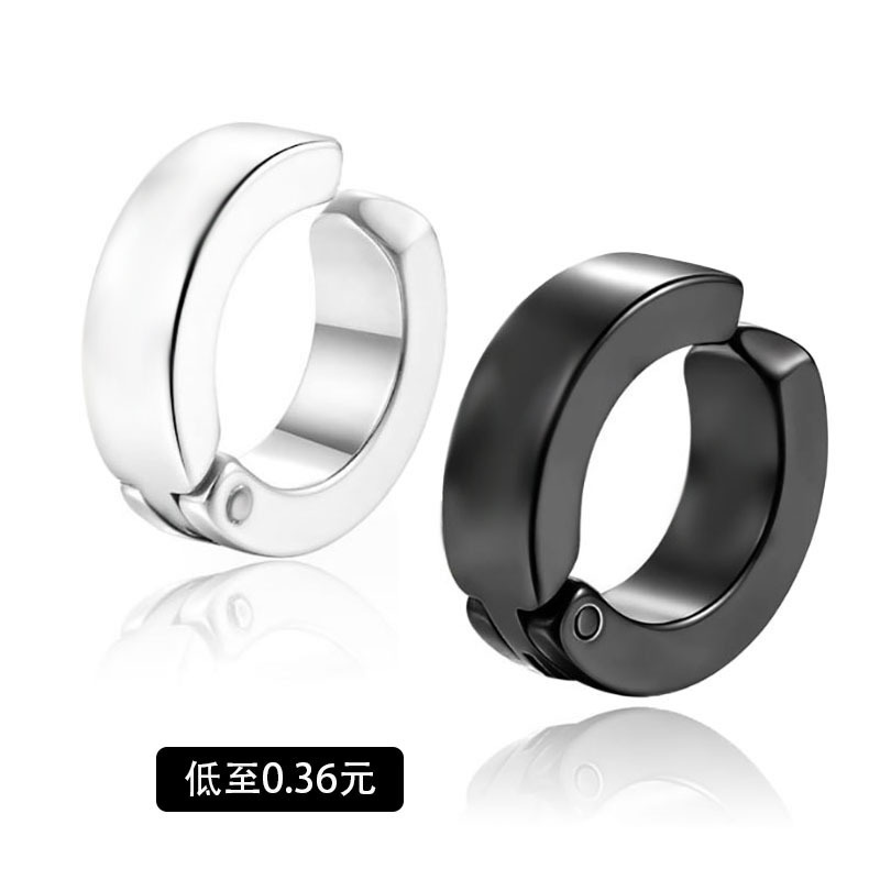 跨境韩版圆形不锈钢无耳洞耳夹个性男女耳骨夹钛钢耳扣耳钉饰品风