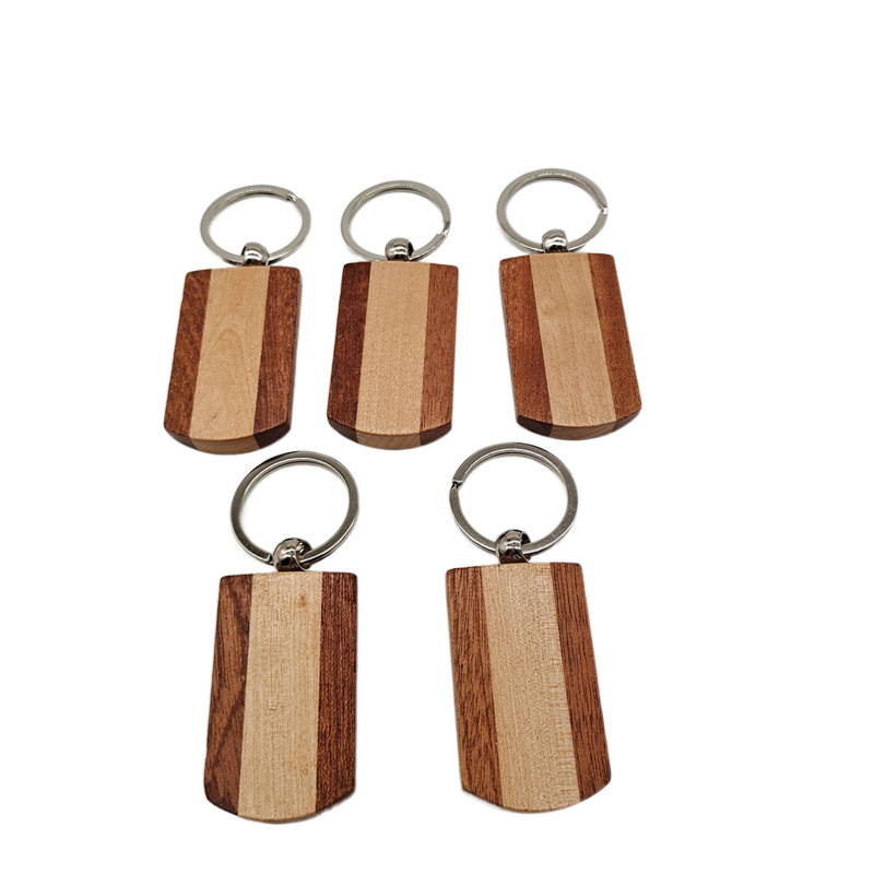厂家直销木制工艺品实木创意钥匙环 榉木拼色钥匙扣挂件家居用品