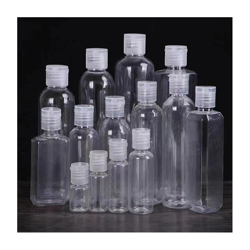 乳液翻盖瓶/pet透明化/分装瓶白底实物图