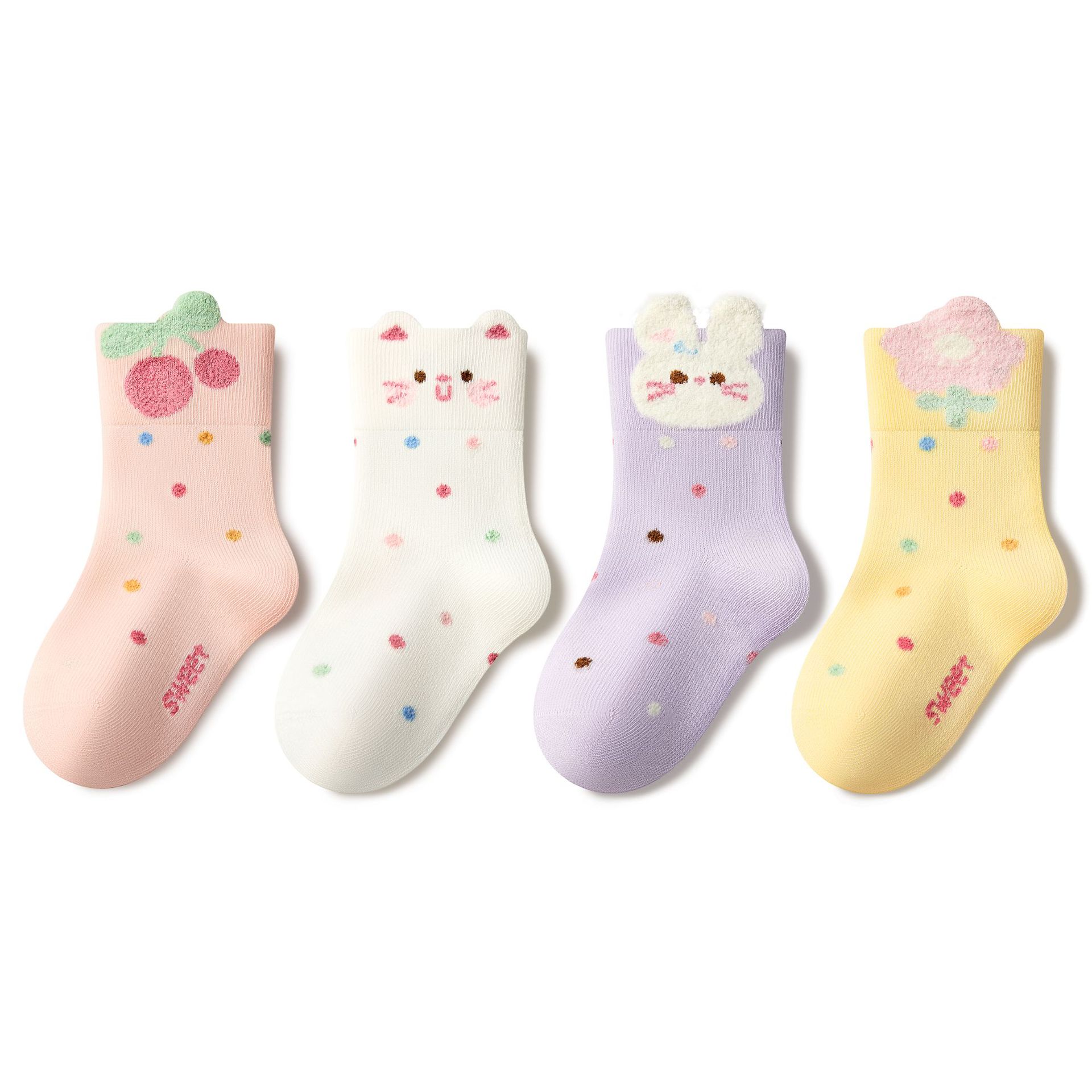 Beibi baby socks Spring and Autumn pure cotton Girls' mid-calf socks Boneless winter newborn baby socks do not pinch legs Item Picture