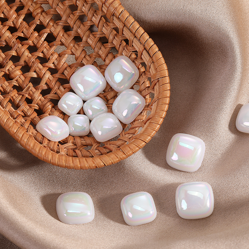 Fat square bright color mobile phone nail art accessories, three-dimensional square shoes, bags, headwear accessories, pearl imitation, non-fading decoration details Picture