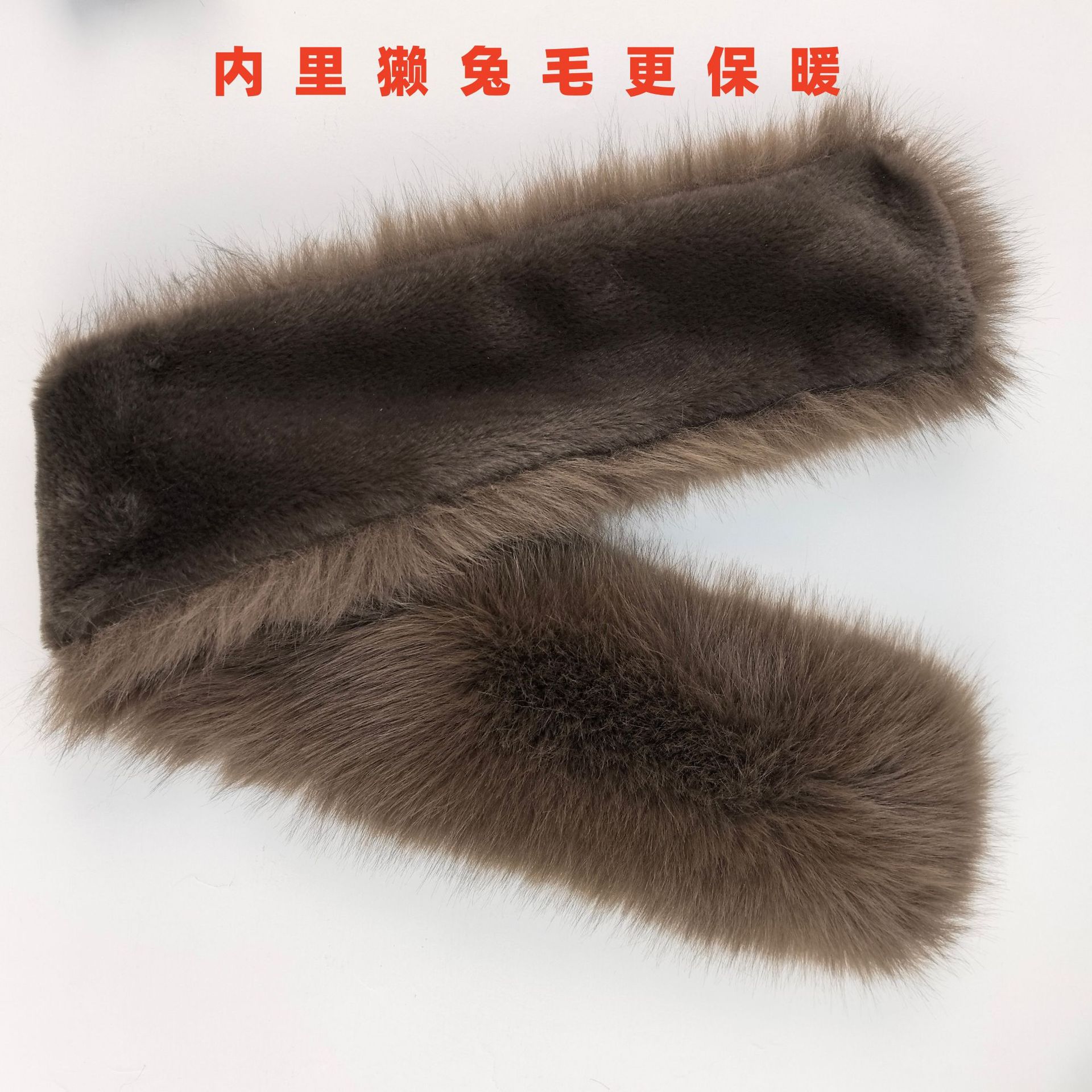 高级冬款保暖围巾皮草仿貂毛狐狸毛毛领丝带球百搭皮草仿貂毛围脖详情6
