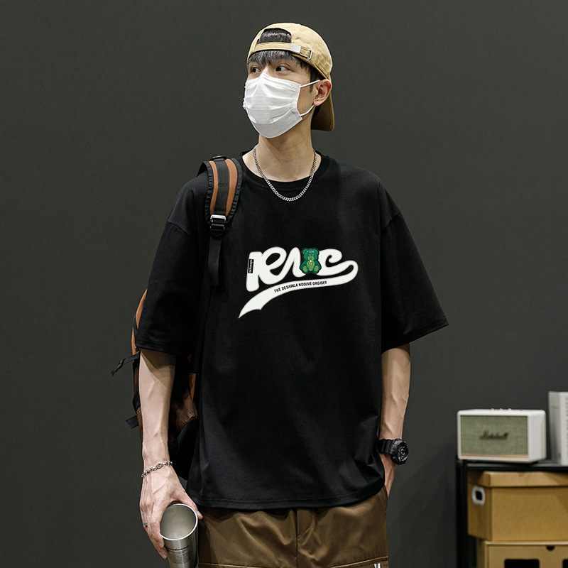 New summer men's short-sleeved T-shirts, Korean style trendy clothes on Instagram, men's loose half-sleeved T-shirts for young men Specification image