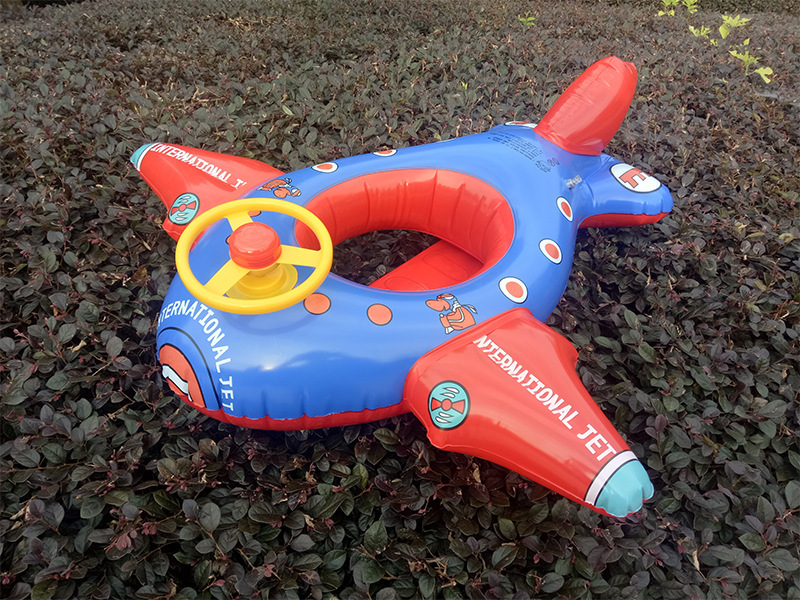 PVC飞机喇叭方向盘印花小游艇 儿童充气学游泳艇充气底座浮力座圈