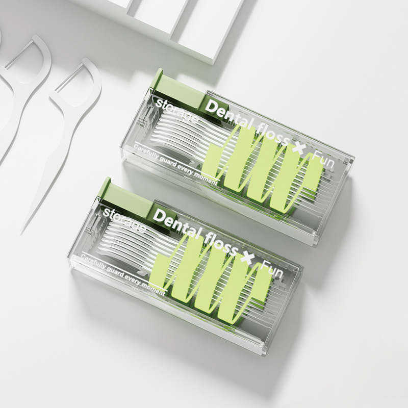 Portable dental floss box, automatic pop-up dental floss storage box, push-type portable disposable dental floss picks wholesale 10 pieces Specification image