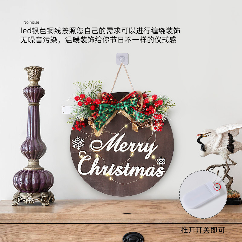 Home European-style Christmas decoration night light DIY wooden sign, 20 lamp heads, wooden bows, festival welcome sign Application Scenario