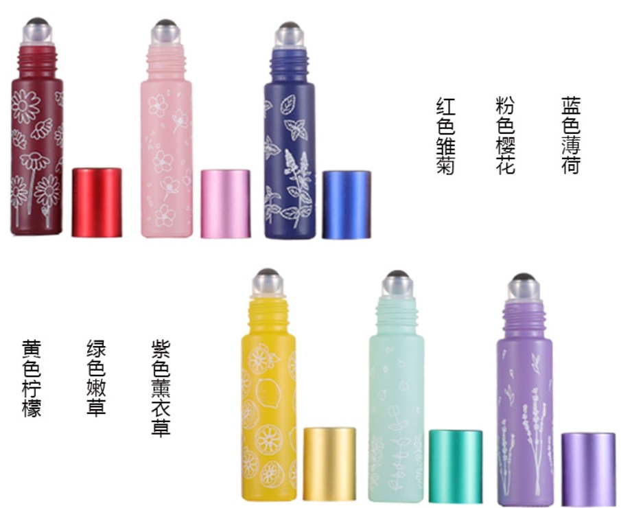 10ml roll-on bottle macaron printed essential oil bottle, colored roll-on bottle perfume, divided into empty bottles Specification image
