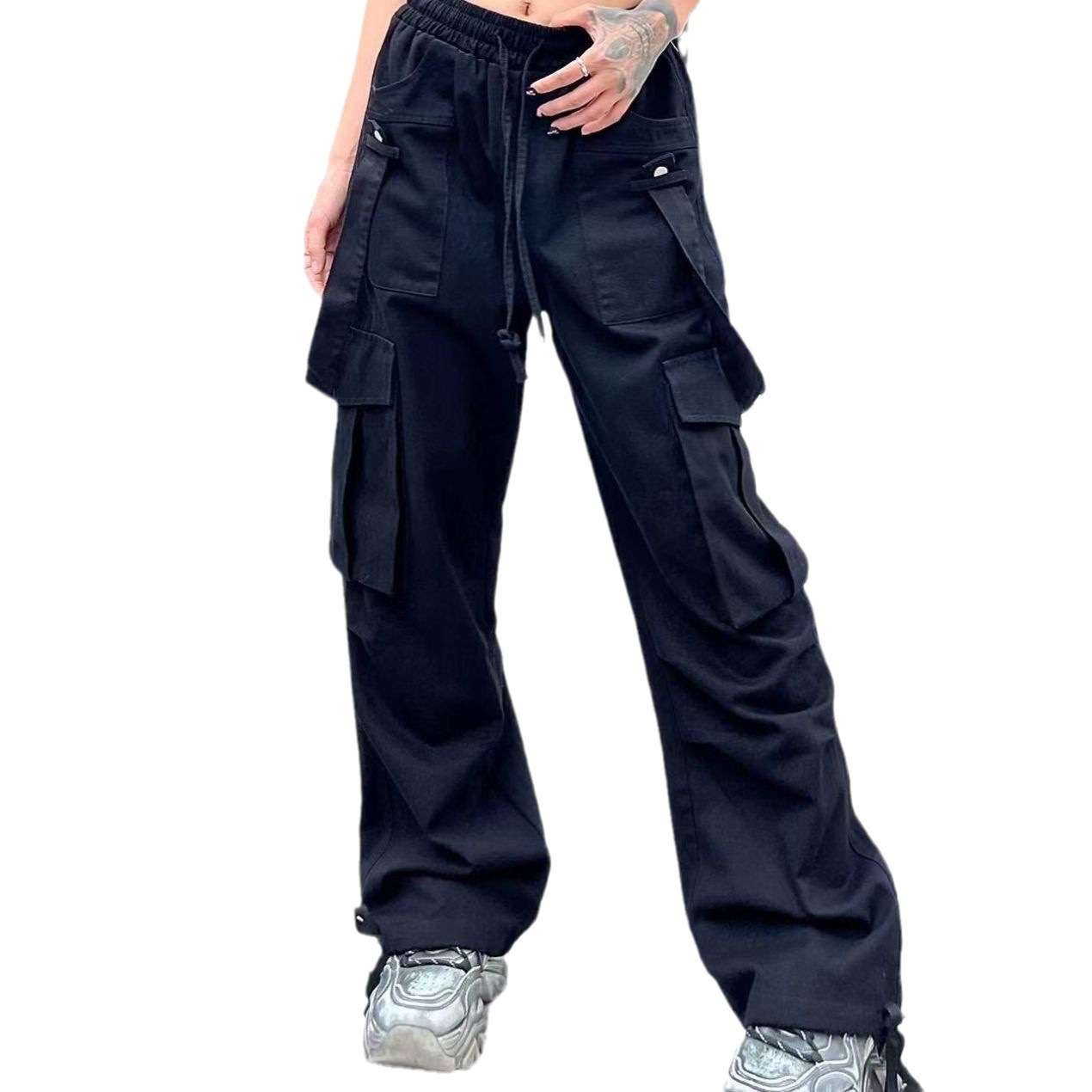 2023 Petite and hot girl high-waisted long retro work pants for women, autumn straight-leg long pants, black casual pants for women Item Picture