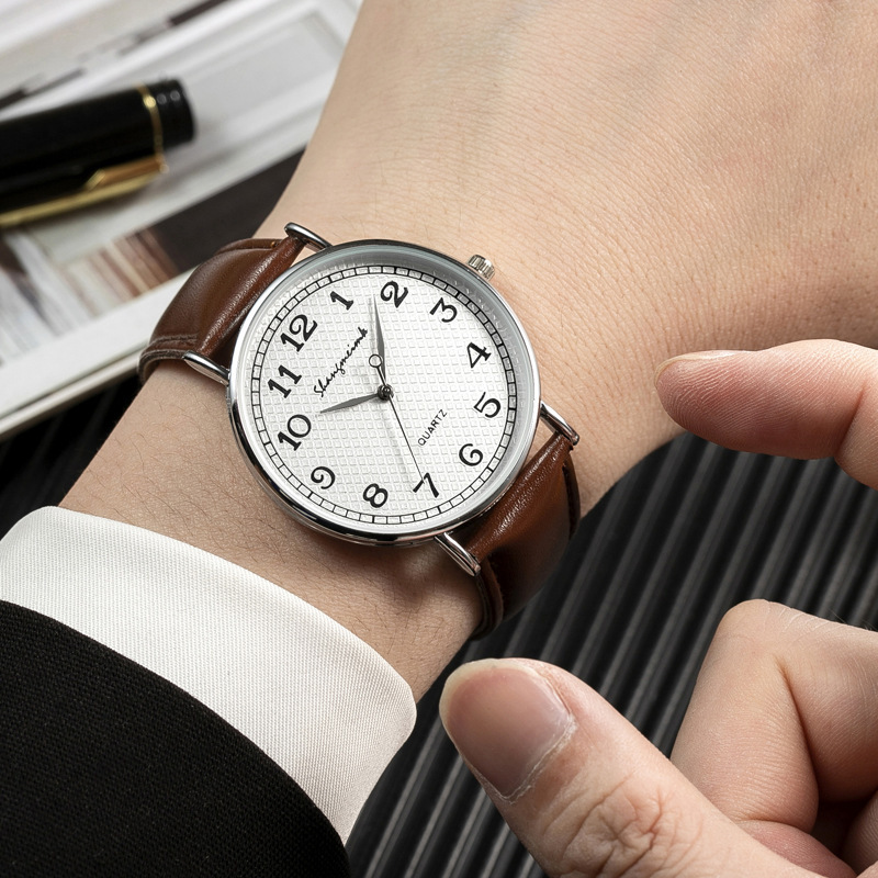 shangmeimk手表石英表男士款腕表夏季薄款皮带表带男士男款男表详情图2