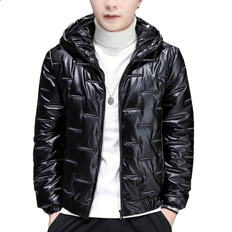 羽绒服男款潮/轻薄白鸭绒高/连帽男士羽绒白底实物图