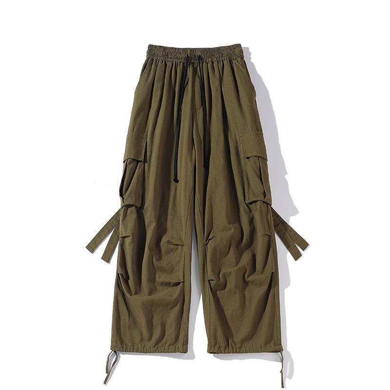 American cargo pants for men, summer loose, large-sized drawstring skinny pants, autumn trendy high-street sporty and casual long pants Item Picture