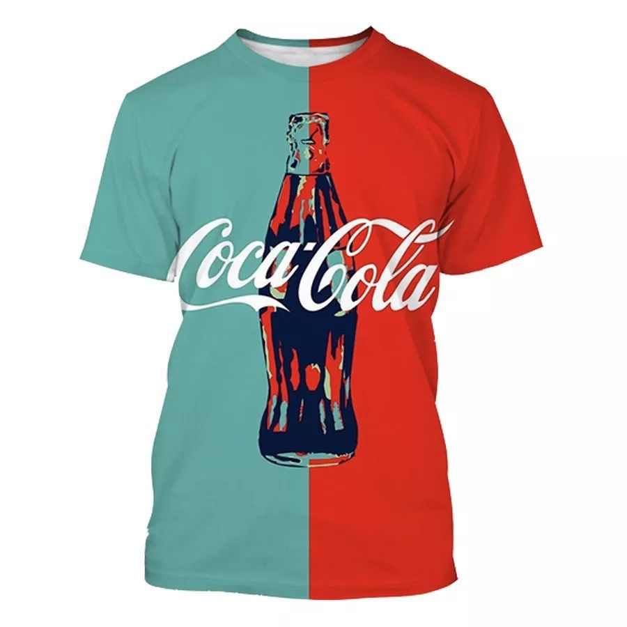 The latest summer bestseller is the Coca-Cola T-shirt with 3D digital printing, a fashionable and trendy loose short-sleeved top