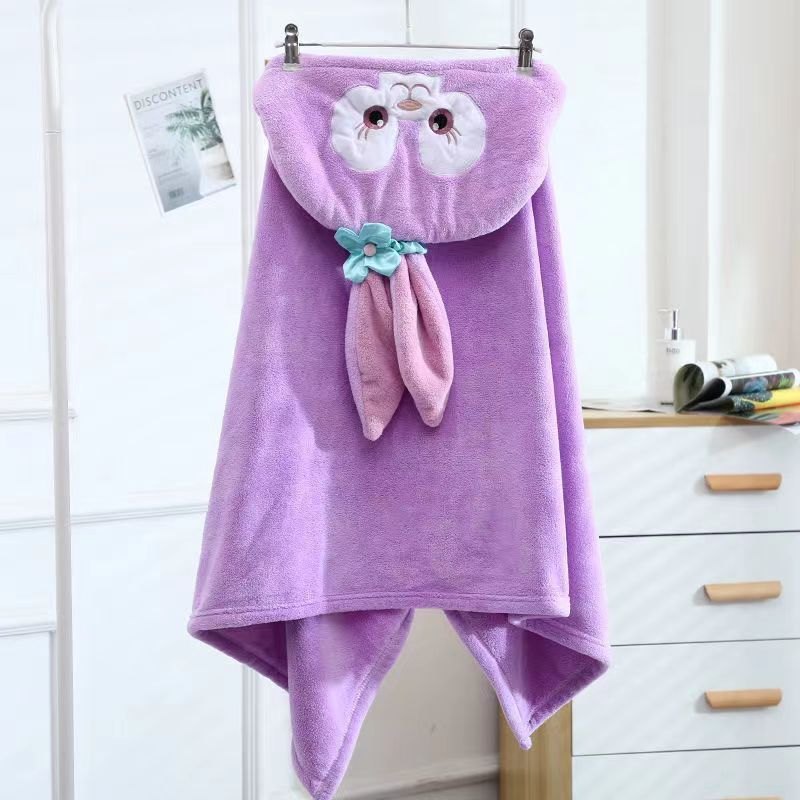 Baby Can Wear Hooded Bath Towel Cartoon Coral Velvet Children's Bathrobe Autumn And Winter Newborn Baby Thick Cloak Wholesale