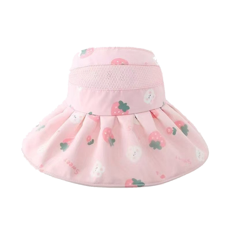 Children's mesh open-top sun hats, girls' and babies' sun hats, summer thin sun protection and UV-blocking shell hats Item Picture